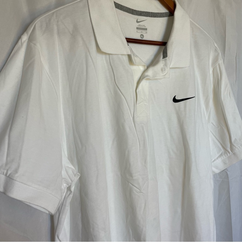 NIKE Men’s White Black Swoosh Short Sleeve Polo Collar Size XL - Picture 3 of 14